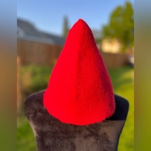 Red felted wool handmade crotchet gnome hat